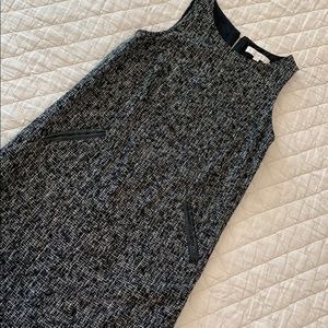 Faux leather trimmed dress